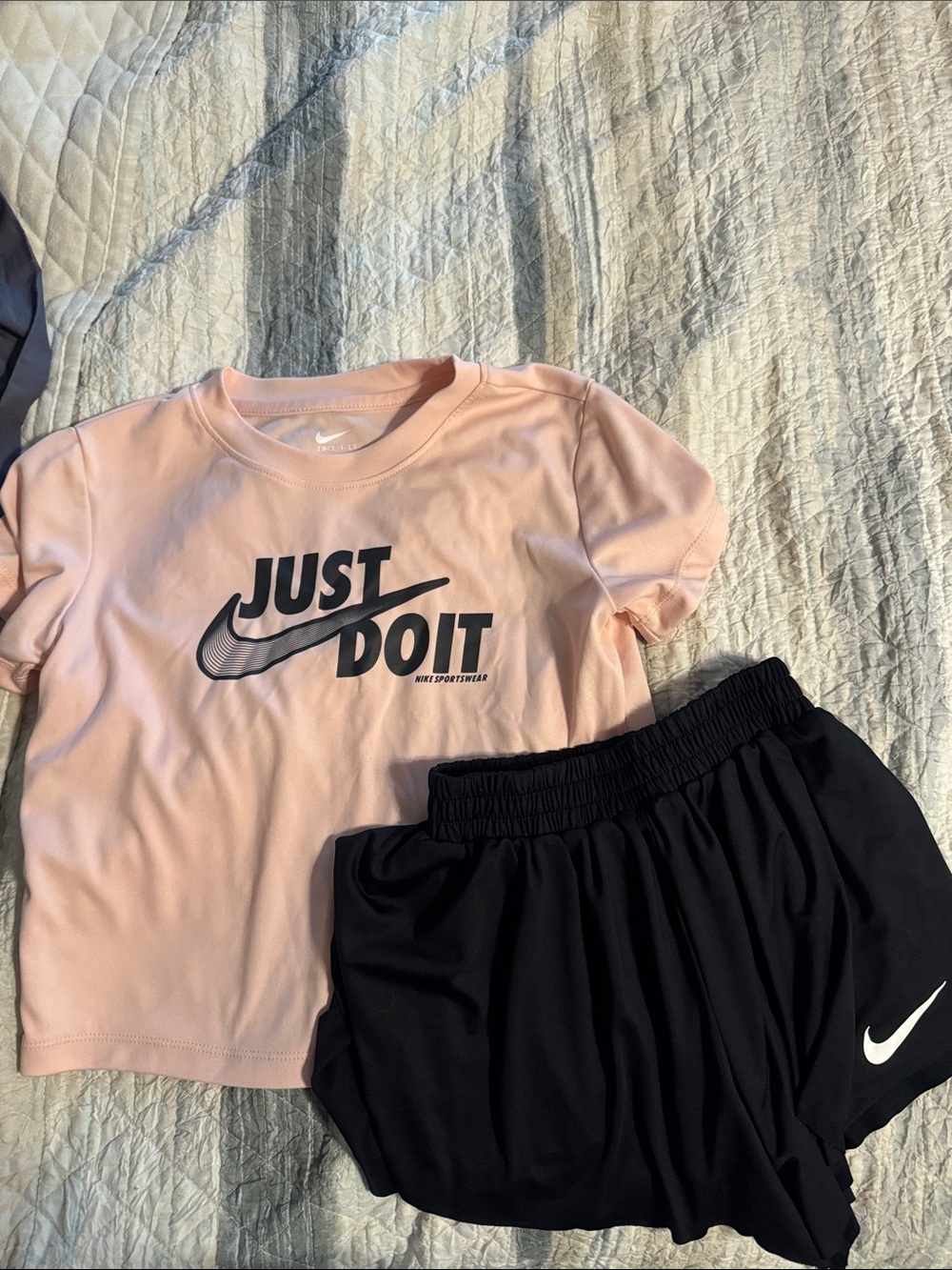 Nike Pink 'Just Do It' Tee and Black Shorts Pajama Set